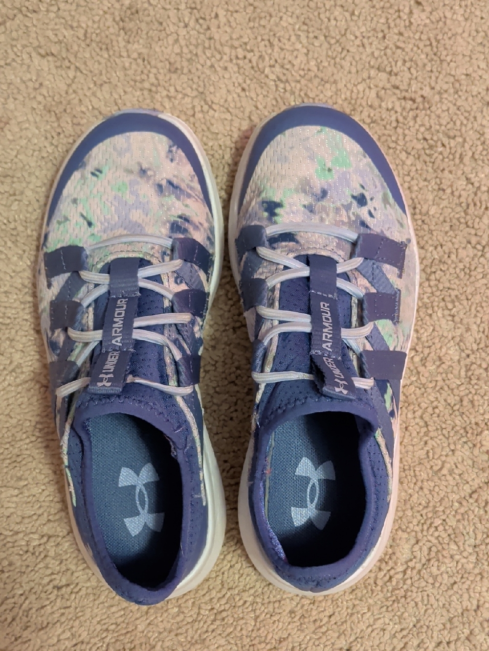 Under Armour Kids Blue/Purple & Teal Patterned Slip-On Sneakers